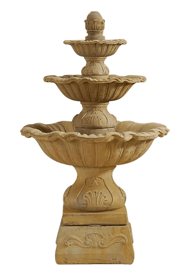 Regina Three Tier Outdoor Cast Stone Garden Fountain With Base Fountain Tuscan